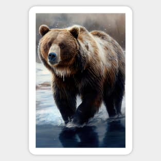 Arctic Grizzly Bear-Oil paint Sticker